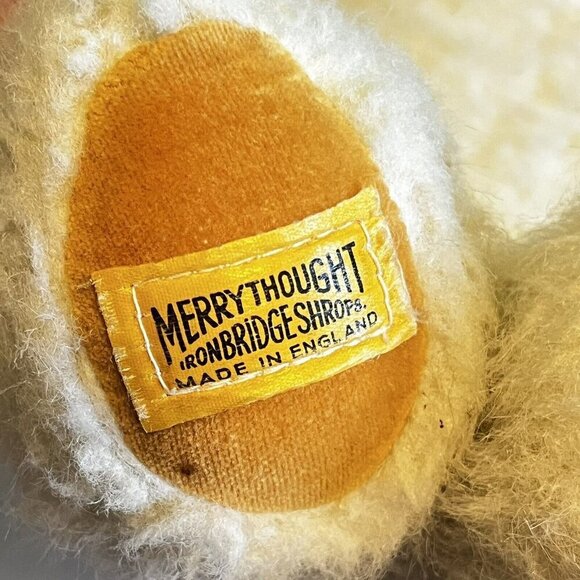 Vintage MERRYTHOUGHT 18" Teddy Bear Jointed Cream Mohair Amber Eyes Neiman's Tag - Picture 2 of 11